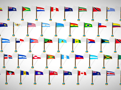 미국 국가 플래그 팩 툰 스타일 로우 폴리 3D 모델