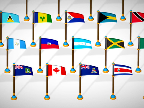 미국 국가 플래그 팩 툰 스타일 로우 폴리 3D 모델