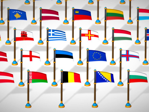 Pakiet flag krajów Europy w stylu Toon Low Poly Model 3D