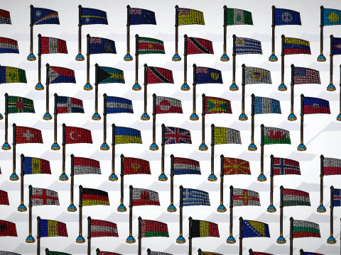 Pacote de bandeiras dos pa&iacute;ses do mundo Toon Style Low Poly - Todas as bandeiras dos pa&iacute;ses - Bandeiras do mundo Modelo 3D