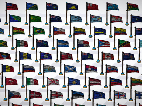 世界各国国旗包卡通风格低聚-所有国家国旗-世界国旗 3D 模型