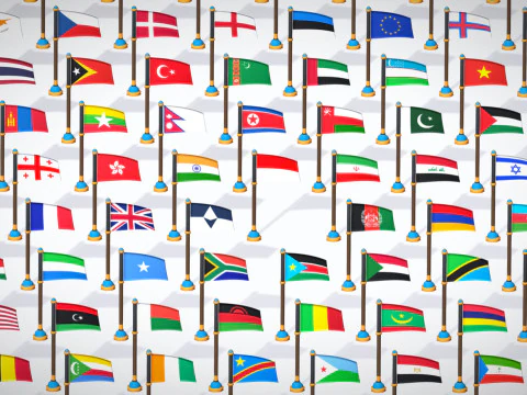 Pacote de bandeiras dos pa&iacute;ses do mundo Toon Style Low Poly - Todas as bandeiras dos pa&iacute;ses - Bandeiras do mundo Modelo 3D