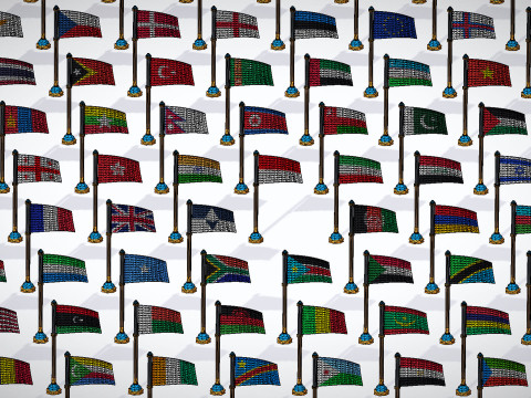 世界各国国旗包卡通风格低聚-所有国家国旗-世界国旗 3D 模型