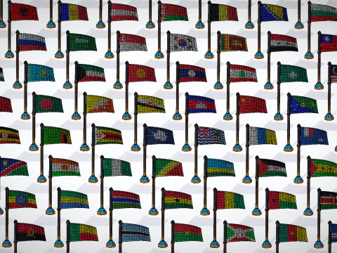 Pacote de bandeiras dos pa&iacute;ses do mundo Toon Style Low Poly - Todas as bandeiras dos pa&iacute;ses - Bandeiras do mundo Modelo 3D