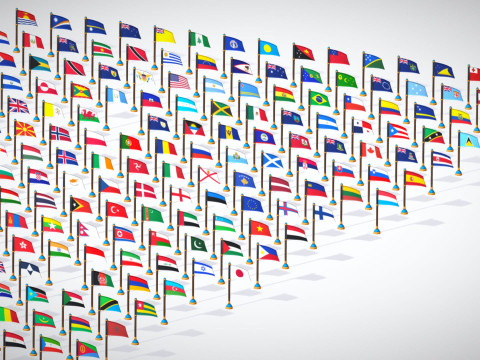 世界各国国旗包卡通风格低聚-所有国家国旗-世界国旗 3D 模型