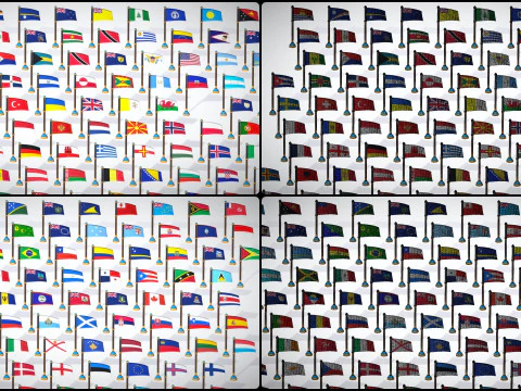 Pacote de bandeiras dos pa&iacute;ses do mundo Toon Style Low Poly - Todas as bandeiras dos pa&iacute;ses - Bandeiras do mundo Modelo 3D