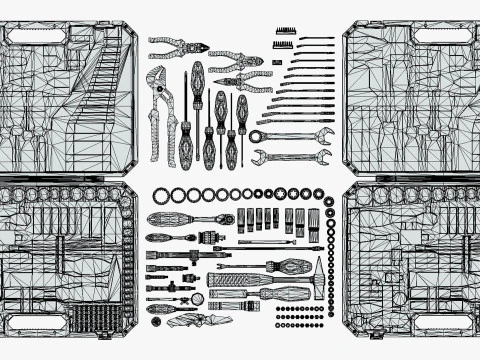 Industrial Toolkit Pack - 117 Lowpoly Toon Style Mechanical Tools Big Collection 3D Model