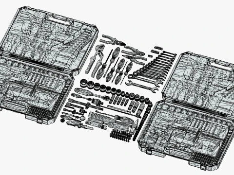 Industrial Toolkit Pack - 117 Lowpoly Toon Style Mechanical Tools Big Collection 3D Model