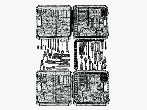 Industrial Toolkit Pack - 117 Lowpoly Toon Style Mechanical Tools Big Collection 3D Model