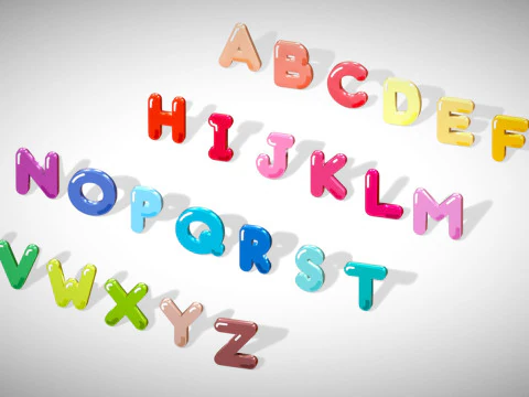 Simple Alphabets Numbers Pack 6 - Stylized Toon Metallic - Kids Learning Kit 3D Model
