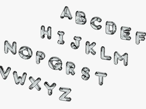 Simple Alphabets Numbers Pack 6 - Stylized Toon Metallic - Kids Learning Kit 3D Model