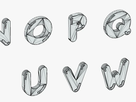 Simple Alphabets Numbers Pack 6 - Stylized Toon Metallic - Kids Learning Kit 3D Model