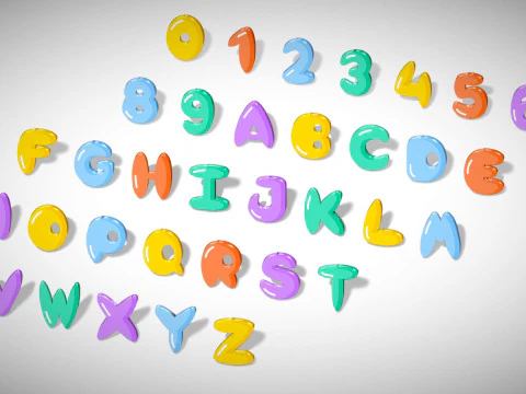 Simple Alphabets Numbers Pack 7 - Stylized Toon Metallic - Kids Learning Kit 3D Model