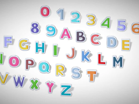 Simple Alphabets Numbers Pack 8 - Stylized Toon Metallic - Kids Learning Kit 3D Model