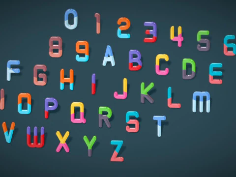 Simple Alphabets Numbers Pack 9 - Stylized Toon Metallic - Kids Learning Kit 3D Model