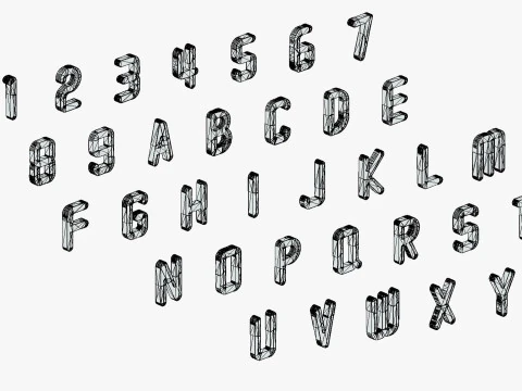 Simple Alphabets Numbers Pack 9 - Stylized Toon Metallic - Kids Learning Kit 3D Model
