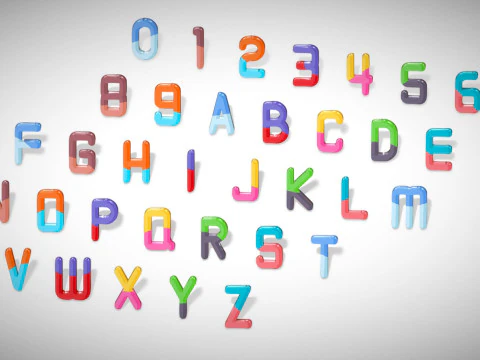 Simple Alphabets Numbers Pack 9 - Stylized Toon Metallic - Kids Learning Kit 3D Model