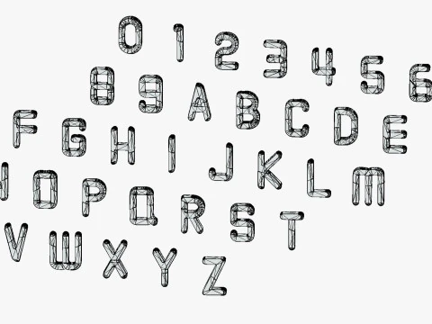 Simple Alphabets Numbers Pack 9 - Stylized Toon Metallic - Kids Learning Kit 3D Model