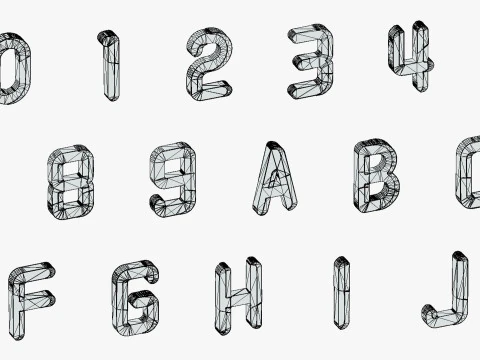 Simple Alphabets Numbers Pack 9 - Stylized Toon Metallic - Kids Learning Kit 3D Model