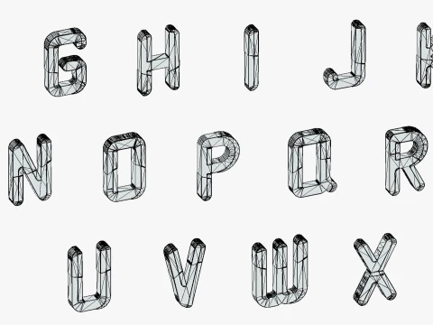 Simple Alphabets Numbers Pack 9 - Stylized Toon Metallic - Kids Learning Kit 3D Model