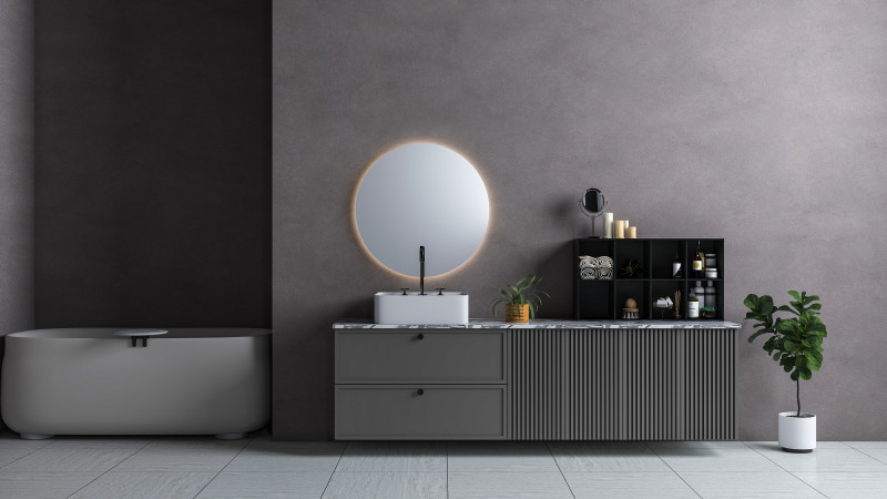 Modern Matte Bathroom Vanity with Backlit Mirror Marble Top 3ds Max V-Ray FBX 3D 模型 .c4d .max .obj .3ds .fbx .stl .blend