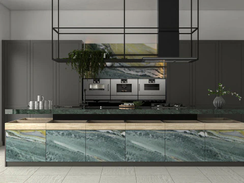Juego de cocina modular moderno Island Gem Kitchen de alta calidad Modelo 3D