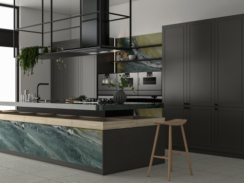 Island Gem Kitchen Modern Modular Kitchen Set High-Quality 3D मॉडल