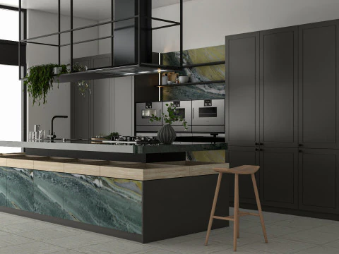 Island Gem Kitchen Modern Modular Kitchen Set High-Quality 3D Model