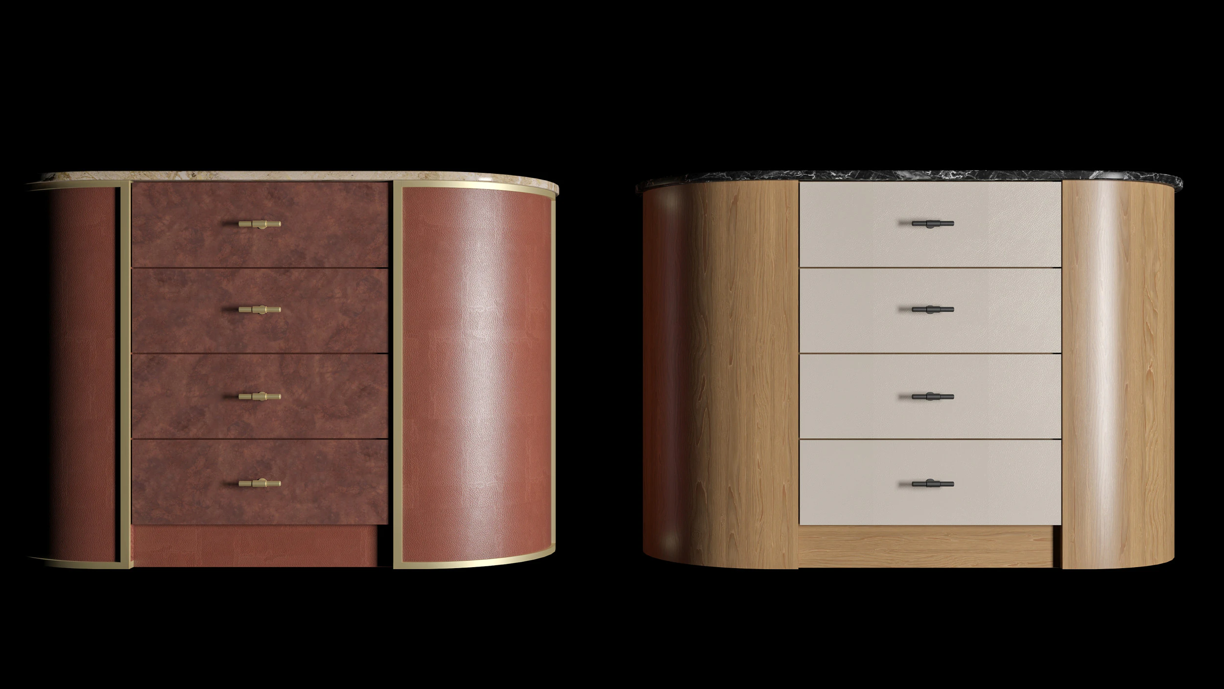 Luxury Curved Island Drawer Cabinet Interior Furniture 3D Model .c4d .max .obj .3ds .fbx .stl .blend 