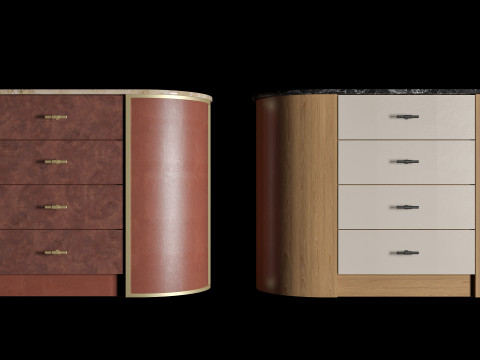 Luxury Curved Island Drawer Cabinet Interior Furniture 3D 模型