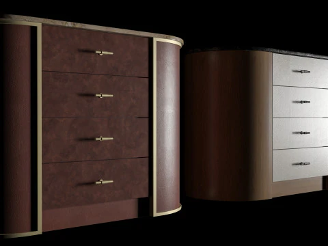 Luxury Curved Island Drawer Cabinet Interior Furniture 3D Model