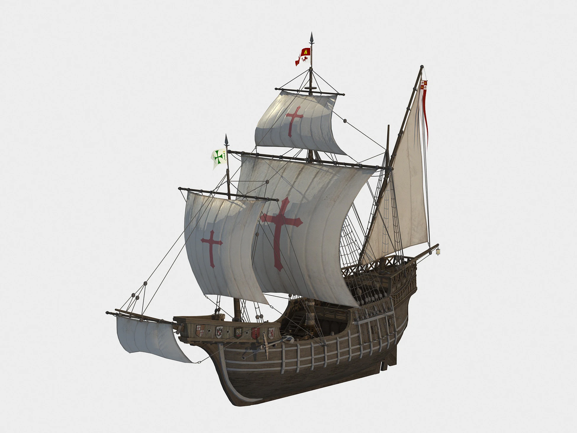 Spanish Nao 3D Model .c4d .max .obj .3ds .fbx .stl .blend 