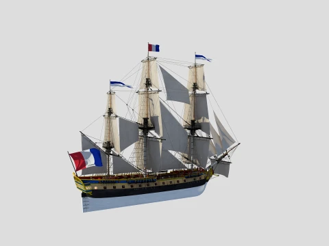 LHermione french old frigate 3Dモデル
