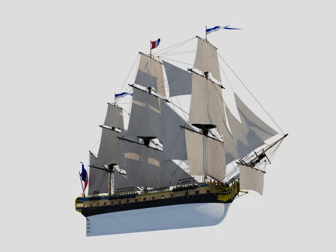 LHermione french old frigate 3D Model