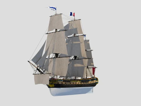 LHermione french old frigate 3D Model