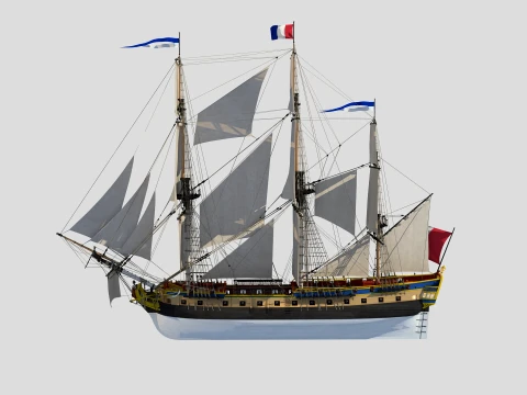 LHermione french old frigate 3D Model