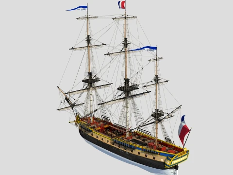 LHermione french old frigate 3D Model