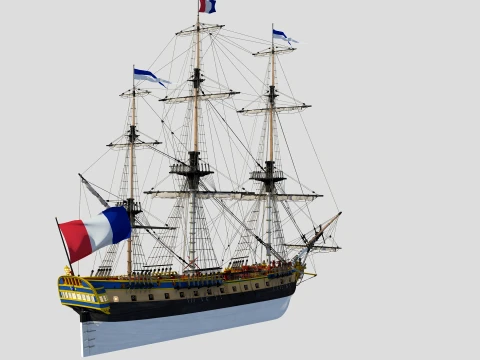 LHermione french old frigate 3D Model