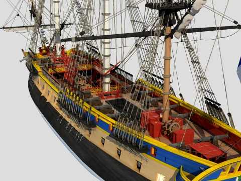 LHermione french old frigate 3D Model