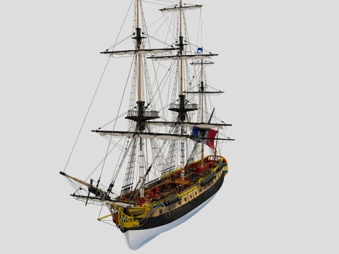 LHermione french old frigate 3D Model
