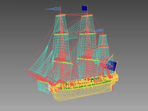LHermione french old frigate 3D Model