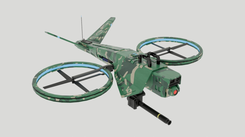 Military Hover Drone 3D Modell .c4d .max .obj .3ds .fbx .stl .blend