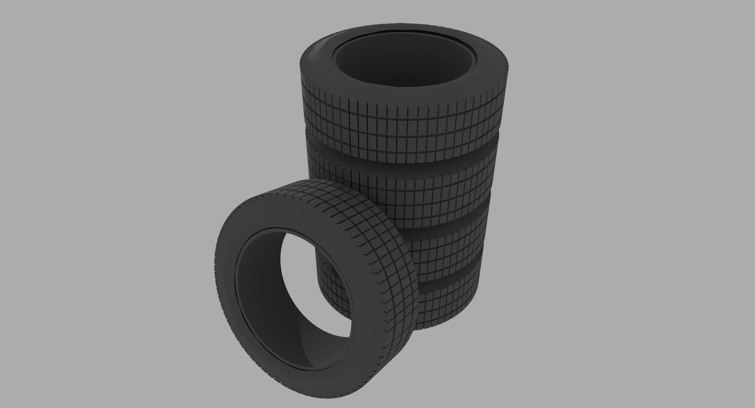 Realistic rubber tire stack Free low-poly 3D Model .c4d .max .obj .3ds .fbx .stl .blend