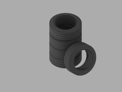 Realistic rubber tire stack Free low-poly 3D Model
