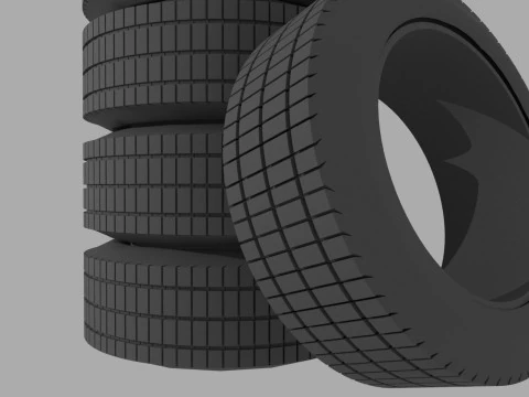 Realistic rubber tire stack Free low-poly 3D Model