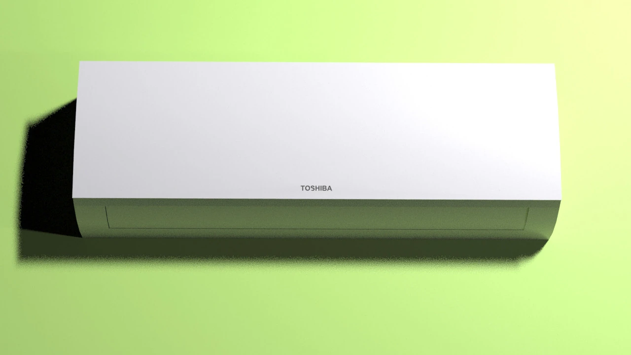 Realistic Toshiba Split AC - Indoor and Outdoor Units Low-poly 3D Model .c4d .max .obj .3ds .fbx .stl .blend 