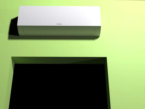 Realistic Toshiba Split AC - Indoor and Outdoor Units Low-poly 3D Model