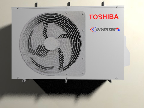 Realistic Toshiba Split AC - Indoor and Outdoor Units Low-poly 3D Model