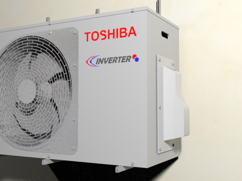 Realistic Toshiba Split AC - Indoor and Outdoor Units Low-poly 3D Model