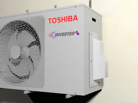 Realistic Toshiba Split AC - Indoor and Outdoor Units Low-poly 3D Model